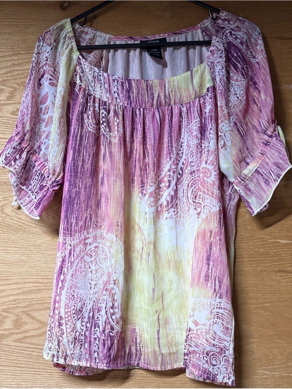 Allison Morgan Pink Purple and Cream Paisley Tunic Top